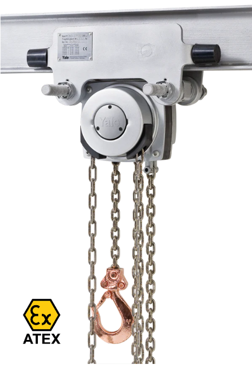 ATEX Yalelift 360 IT Hand chain hoist with integrated push or geared travel trolley