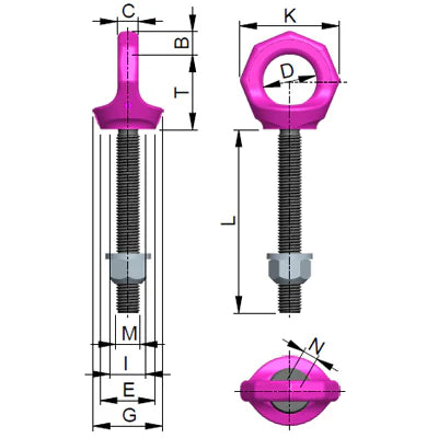 RUD VRS STARPOINT, Metric thread, Long Shank, c/w with Locknut and Washer
